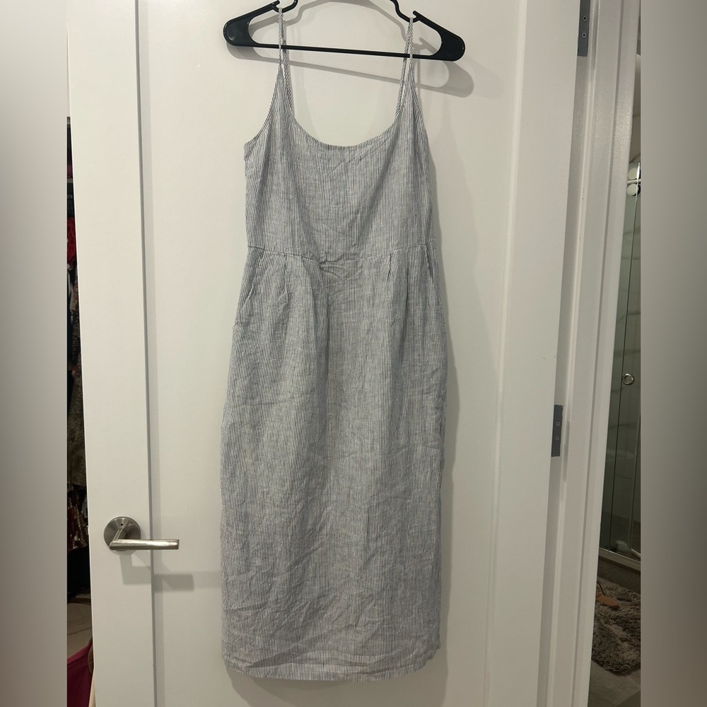 Quince Blue and White Striped Linen Dress